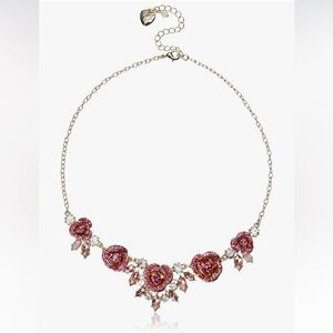 Betsey Johnson Glitter Rose Frontal Necklace